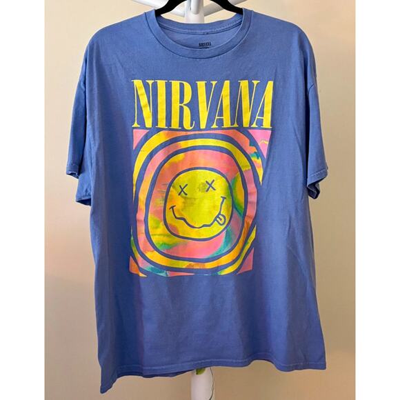 Nirvana T-Shirt Purple Smiley Face "NIRVANA" Graphics Multi-Color Unisex XL - Picture 1 of 3